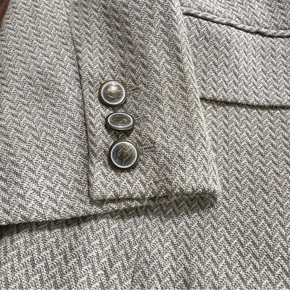 Escada Neutral Herringbone Blazer Cream Tan Margaretha Ley Vintage 36 2 button - Picture 5 of 15